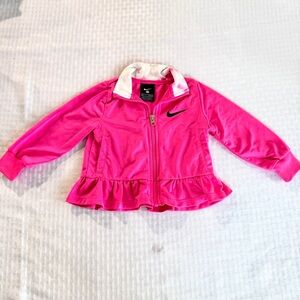 Nike Baby Girls Pink Peplum Zip Jacket | Size 12M | Full Zip Track Hoodie